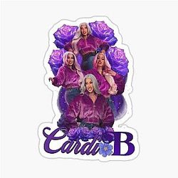 Vintage Hip Hop Queen Purple Rose Graphic Cardi B Sticker