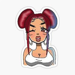 Cardi B Red Hair Sticker