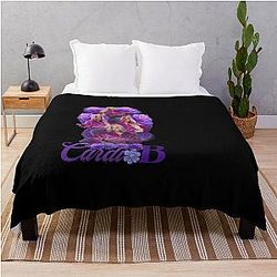 Vintage Style Hip Hop Queen Purple Rose Graphic Throw Blanket