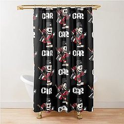 Carolina Hurricanes 8-bit Retro Pixel Art Videogame Player Shower Curtain