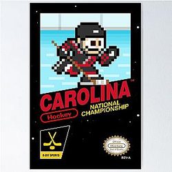 Carolina Hurricanes 8-bit Retro Pixel Art Videogame Cart Poster
