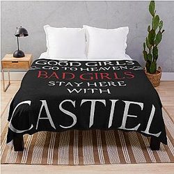 Good Girls Go to Heaven Bad Girls Stay Here with Castiel Throw Blanket