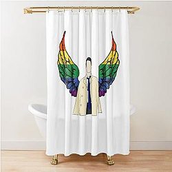 Castiel drawing with Rainbow wings Shower Curtain