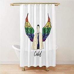 Castiel drawing with colorful wings Shower Curtain