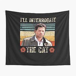 I'll Interrogate Castiel Misha Collins Supernatural Vintage Tapestry
