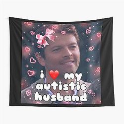 I My Autistic Husband Castiel Tapestry
