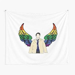 Castiel drawing with rainbow wings Tapestry