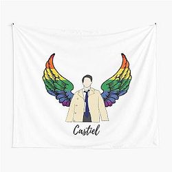 Castiel drawing with rainbow wings Tapestry