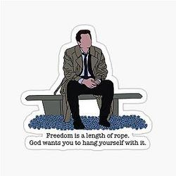 Freedom Is a Length of Rope Castiel on a Bench Sticker