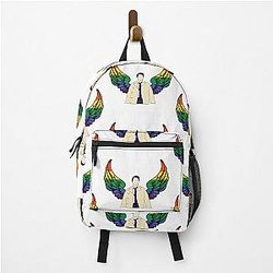 Castiel drawing with rainbow wings backpack