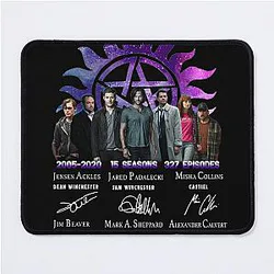 Supernatural 15 Years Dean Sam Castiel Signature, 15 Year Supernatural Signature of Dean Sam Castiel Mouse Pad