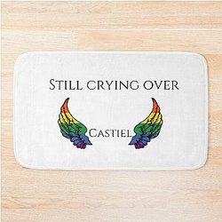 Still Crying Over Castiel With Rainbow Wings Bath Mat