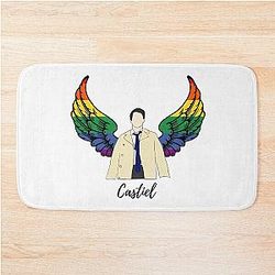 Castiel drawing with wings Bath Mat