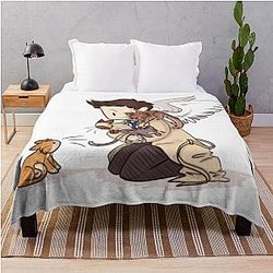 Castiel and Kittens Throw Blanket