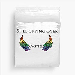 Still Crying Over Castiel Rainbow Wings Duvet Cover