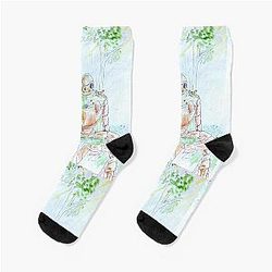 Castle in the Sky of Laputa Watercolor Socks