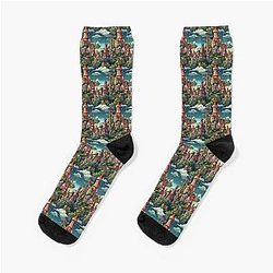 16-bit Video Game Castle in the Sky Socks