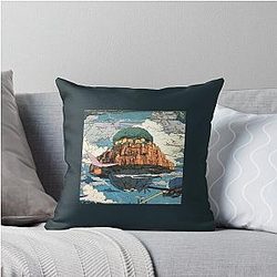 Miyazaki Castle in the Sky Robot Castle in the Sky Throw Pillow
