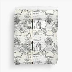 The Castle in the Sky Laptor Plan Drawing with Ink Duvet Cover