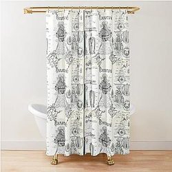 The Castle in the Sky Plans Drawing with Ink Shower Curtain