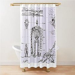 Castle in the Sky Robot Shower Curtain