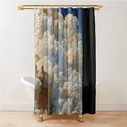 Majestic Cloud Castle in the Sky Fantasy Landscape Art with Shower Curtain