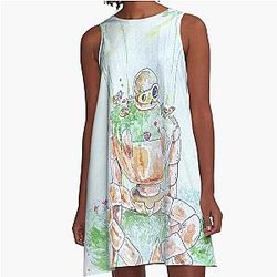 Castle in the Sky of Laputa Drawing with Watercolour A Line Dress