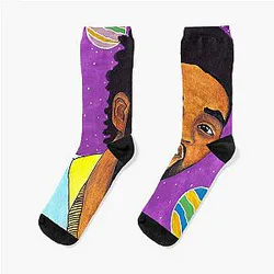 Chadwick Boseman Watercolor Portrait - Black Panther King T'Challa Art Tribute Socks