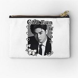 Cha Eun-woo Korean Actor Black Collage Digital Art Portrait Zipper Pouch