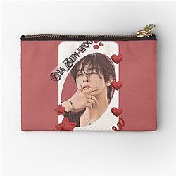 Cha Eun-woo Korean Actor Card Red Aesthetic Collage Design Zipper Pouch