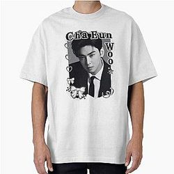Cha Eun-woo Korean Actor Black and White Collage Digital Art Portrait Oversized T-Shirt