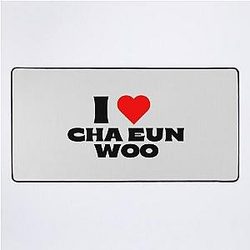 I Love Cha Eunwoo Black Font Desk Mat