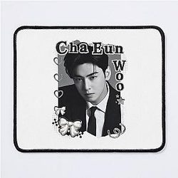Cha Eun-woo Korean Actor Black and White Collage Digital Art Portrait Mouse Pad