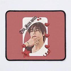 Cha Eun-woo Korean Actor Card Red Aesthetic Collage Design Mouse Pad