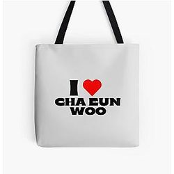 I Love Cha Eun-woo Black Font Tote Bag