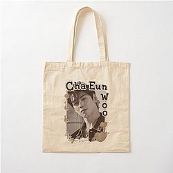 Cha Eun-woo Kpop Solo Artist Scrapbook Collage Cozy Y2K Vintage Design Cotton Tote Bag