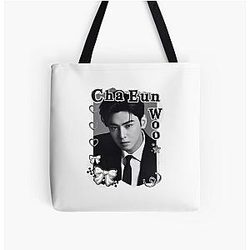 Cha Eun-Woo Korean Actor Black and White Collage Digital Art Portrait Tote Bag