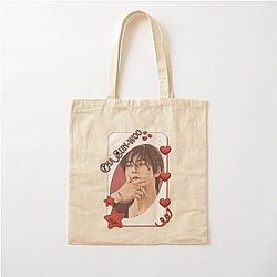 Cha Eun-woo Korean Actor Card Red Aesthetic Collage Design Cotton Tote Bag