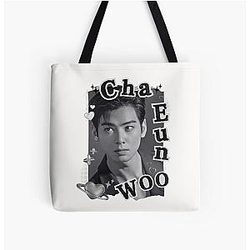 Cha Eun-woo Collage Retro Black and White Tote Bag