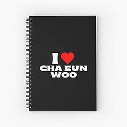 I Love Cha Eunwoo White Fonts Spiral Notebook