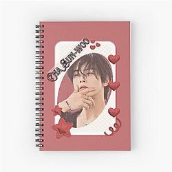 Cha Eun-woo Korean Actor Card Red Aesthetic Collage Design Notebook