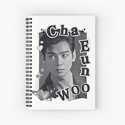 Cha Eun-woo Collage: Retro Black White Vibes Spiral Notebook