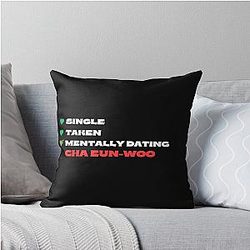 Mentally Dating Cha Eun Woo White Font Throw Pillow