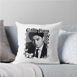 Cha Eun-woo Korean Actor Black White Collage Digital Art Portrait Throw Pillow