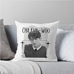 Cha Eun-woo Kpop Solo Artist Scrapbook Collage Cozy Y2K Vintage Design Throw Pillow
