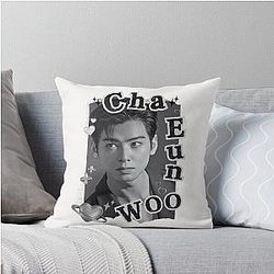 Cha Eun-Woo: Retro Black and White Vibes Throw Pillow