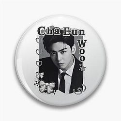 Cha Eun-woo Korean Actor Black and White Collage Digital Art Portrait Pin