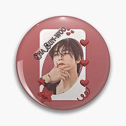 Cha Eun-woo Korean Actor Red Aesthetic Collage Design Pin
