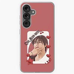 Cha Eun-woo Korean Actor Card Red Aesthetic Collage Design Samsung Galaxy Soft Case