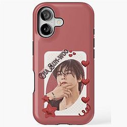 Cha Eun-woo Korean Actor Card Red Aesthetic Collage iPhone Case